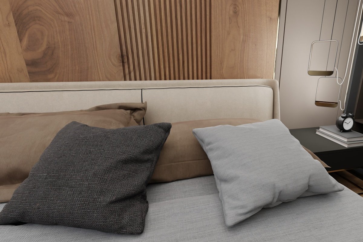 Compact bedroom with bed and nightstand showing practical bedside scale